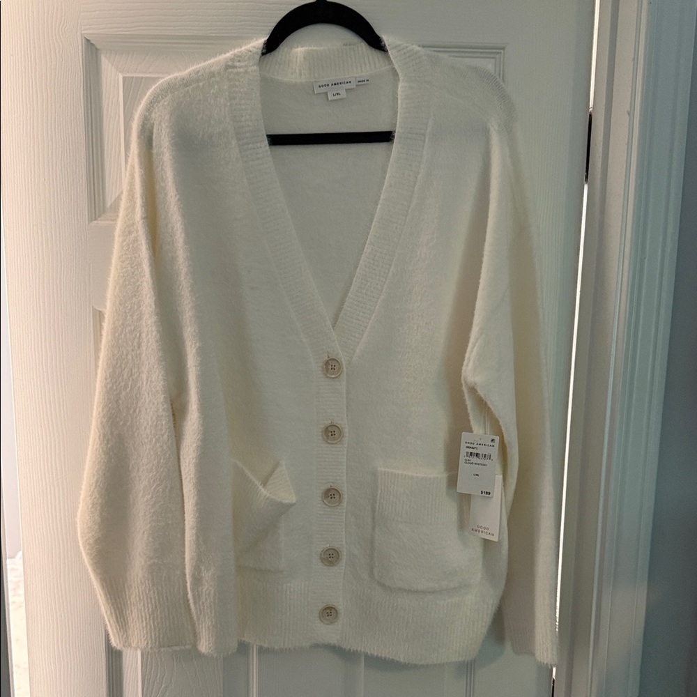 Good American NWT Button Cardigan - Cloud White L/XL